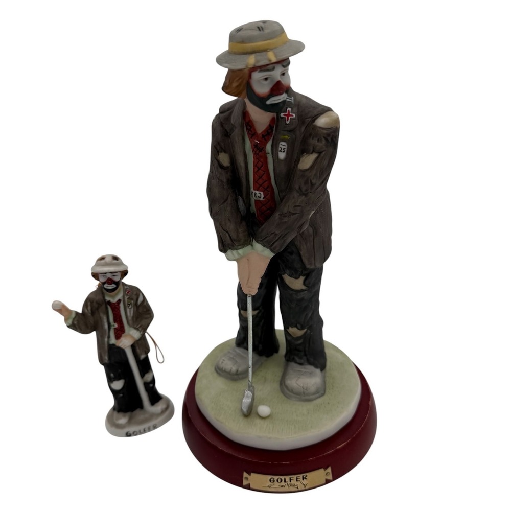 Emmett Kelly Jr Flambro‎ The Golfer Clown Figurine and Ornament Set Weary Willie